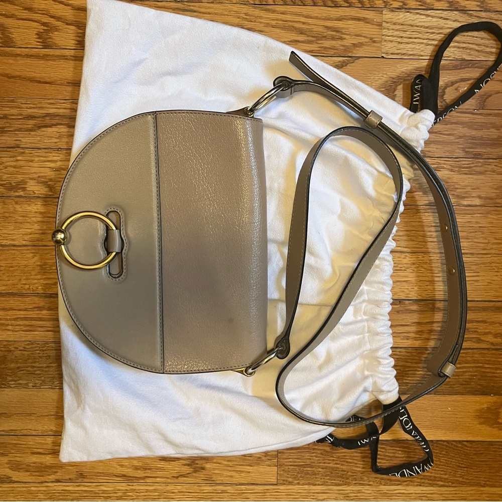 JW Anderson Half Moon Taupe Leather Crossbody Bag
